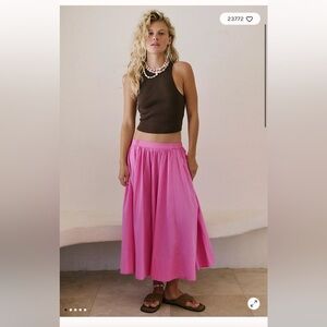 Free People Lowen Midi Skirt Pink Womens Large Sugar Magnolia Pink